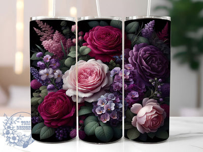 Elegant Rose Floral Tumbler, Elegant Rose Wrap, Romantic Rose Cup, 20oz Sublimation Wrap, Stylish Flower Design Tumbler, Artistic Rose Cup, Nature Floral Theme Wrap Sublimation ToriDesigns 