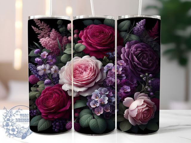 Elegant Rose Floral Tumbler, Elegant Rose Wrap, Romantic Rose Cup, 20oz Sublimation Wrap, Stylish Flower Design Tumbler, Artistic Rose Cup, Nature Floral Theme Wrap Sublimation ToriDesigns 