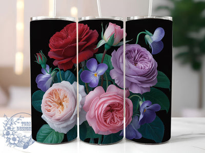 Elegant Rose Floral Tumbler, Elegant Rose Wrap, Romantic Rose Cup, 20oz Sublimation Wrap, Stylish Flower Design Tumbler, Artistic Rose Cup, Nature Floral Theme Wrap Sublimation ToriDesigns 