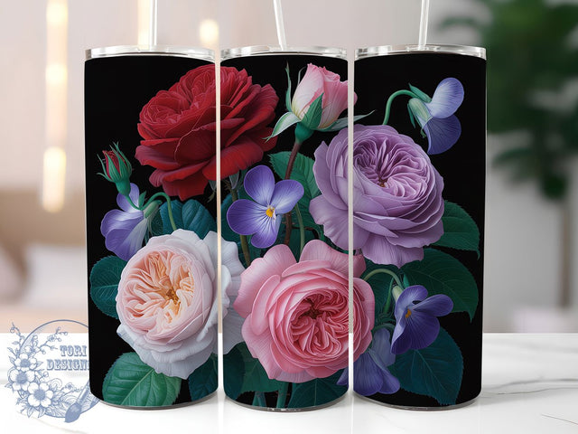 Elegant Rose Floral Tumbler, Elegant Rose Wrap, Romantic Rose Cup, 20oz Sublimation Wrap, Stylish Flower Design Tumbler, Artistic Rose Cup, Nature Floral Theme Wrap Sublimation ToriDesigns 