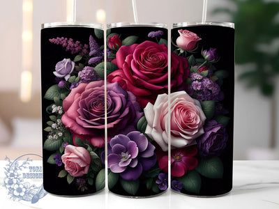 Elegant Rose Floral Tumbler, Elegant Rose Wrap, Romantic Rose Cup, 20oz Sublimation Wrap, Stylish Flower Design Tumbler, Artistic Rose Cup, Nature Floral Theme Wrap Sublimation ToriDesigns 