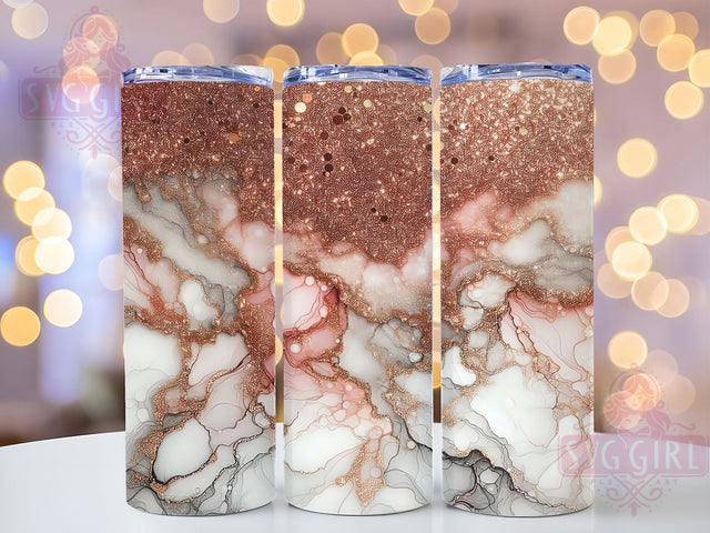 Elegant Rose Gold Glitter Marble Tumbler, Marble Glitter Tumbler, Elegant Skinny Tumbler Wrap, 20oz Sublimation Tumbler, Chic Tumbler Wrap Design, Glitter Marble Sublimation, Rose Gold Sublimation Sublimation SvggirlplusArt 