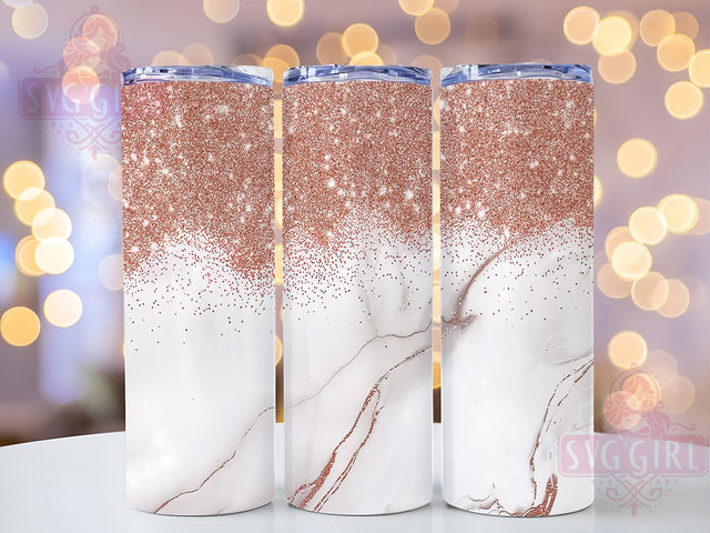 Elegant Rose Gold Glitter Marble Tumbler, Marble Glitter Tumbler, Elegant Skinny Tumbler Wrap, 20oz Sublimation Tumbler, Chic Tumbler Wrap Design, Glitter Marble Sublimation, Rose Gold Sublimation Sublimation SvggirlplusArt 