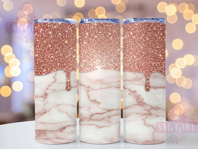 Elegant Rose Gold Glitter Marble Tumbler, Marble Glitter Tumbler, Elegant Skinny Tumbler Wrap, 20oz Sublimation Tumbler, Chic Tumbler Wrap Design, Glitter Marble Sublimation, Rose Gold Sublimation Sublimation SvggirlplusArt 