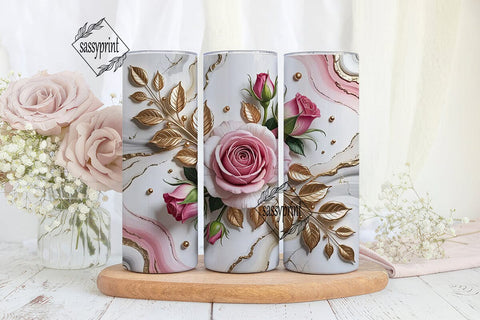 Elegant Rose Gold Marble 20oz Tumbler Sublimation sassyprint 
