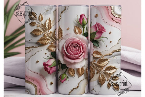 Elegant Rose Gold Marble 20oz Tumbler Sublimation sassyprint 