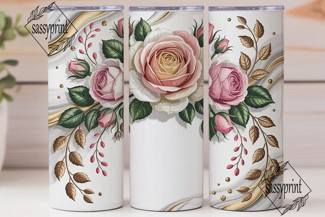 Elegant Rose Gold Marble 20oz Tumbler Sublimation sassyprint 