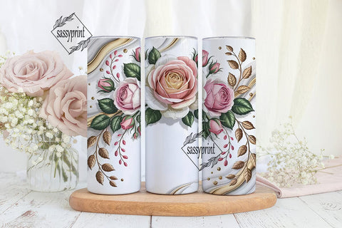 Elegant Rose Gold Marble 20oz Tumbler Sublimation sassyprint 