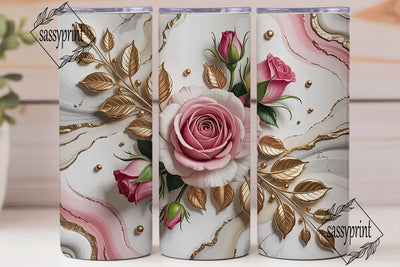 Elegant Rose Gold Marble 20oz Tumbler Sublimation sassyprint 