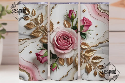 Elegant Rose Gold Marble 20oz Tumbler Sublimation sassyprint 
