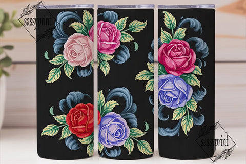 Elegant Roses 20oz Tumbler Wrap Sublimation sassyprint 