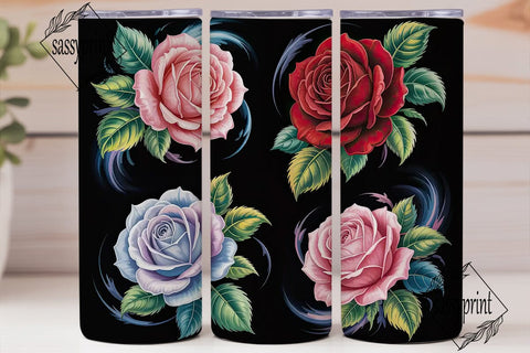 Elegant Roses 20oz Tumbler Wrap Sublimation sassyprint 