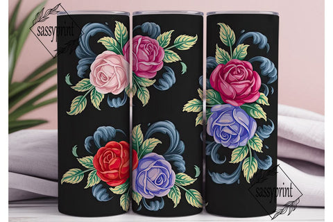 Elegant Roses 20oz Tumbler Wrap Sublimation sassyprint 