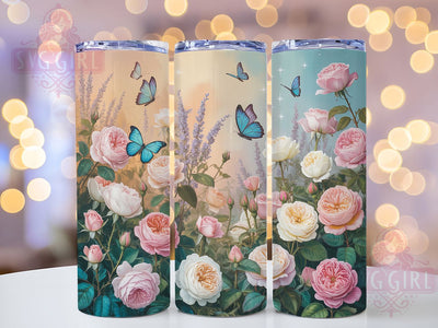 Elegant Roses Butterfly Floral Tumbler, Spring Butterfly Tumbler, Seamless Rose Wrap, Elegant Roses Wrap, Butterfly Flower Wrap, Sublimation Design, Trendy Gift Idea Sublimation SvggirlplusArt 