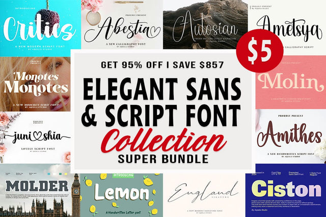 Elegant Sans & Script Font Collection Font azkiyaazka026 