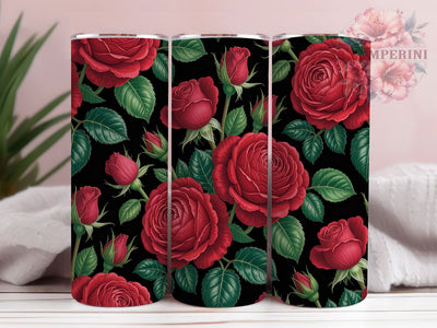 Elegant Seamless Red Rose Tumbler, Seamless Floral Tumbler, Elegant Rose Wrap, Whimsical Floral Wrap, Artistic Rose Wrap, Sublimation Design, Trendy Gift Idea Sublimation Li Zamperini 