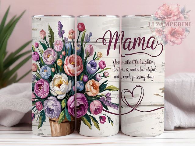 Elegant Sentimental Mama Life Tumbler Wrap, Floral Mothers Day PNG, 20oz Sublimation Design, Sentimental Mama Tumbler, Mother’s Day Gift Wrap, Elegant Floral Tumbler Design Sublimation Li Zamperini 
