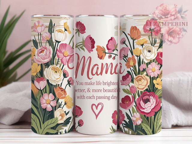 Elegant Sentimental Mama Life Tumbler Wrap, Floral Mothers Day PNG, 20oz Sublimation Design, Sentimental Mama Tumbler, Mother’s Day Gift Wrap, Elegant Floral Tumbler Design Sublimation Li Zamperini 