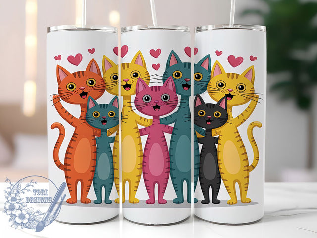 Elegant Skinny Cat Tumbler Wrap, Slim Cat Design, Cute Thin Cats, Elegant Feline Wrap, Unique Cat Sublimation, 20oz Tumbler Template, Graceful Cat Pattern Sublimation ToriDesigns 