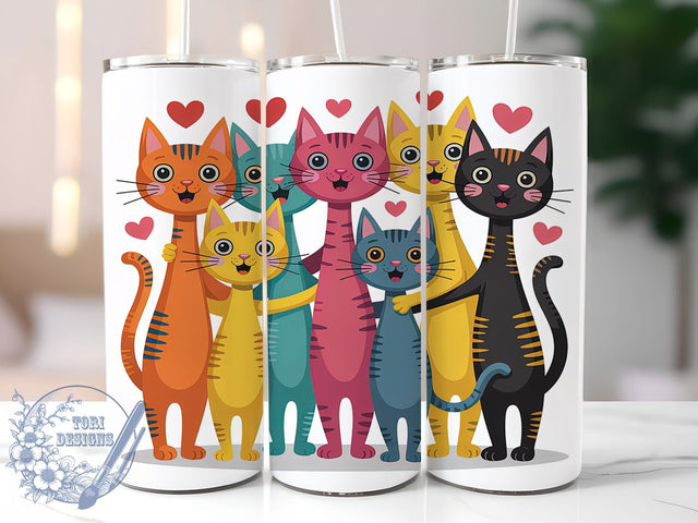 Elegant Skinny Cat Tumbler Wrap, Slim Cat Design, Cute Thin Cats, Elegant Feline Wrap, Unique Cat Sublimation, 20oz Tumbler Template, Graceful Cat Pattern Sublimation ToriDesigns 
