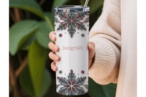 Elegant Snowflake 20oz Tumbler Wrap Sublimation DesignSVG 