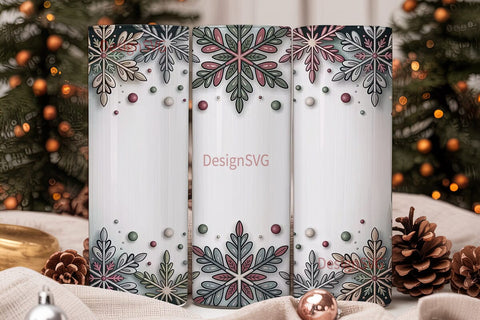Elegant Snowflake 20oz Tumbler Wrap Sublimation DesignSVG 