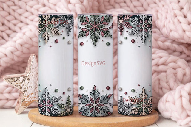 Elegant Snowflake 20oz Tumbler Wrap Sublimation DesignSVG 