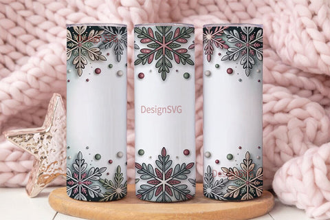 Elegant Snowflake 20oz Tumbler Wrap Sublimation DesignSVG 