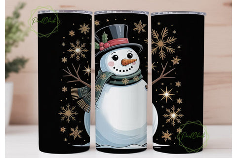 Elegant Snowman Christmas 20oz Tumbler Sublimation PixelChick 