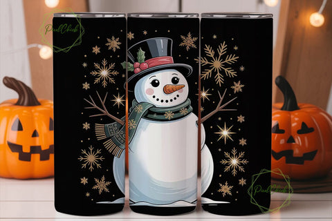 Elegant Snowman Christmas 20oz Tumbler Sublimation PixelChick 