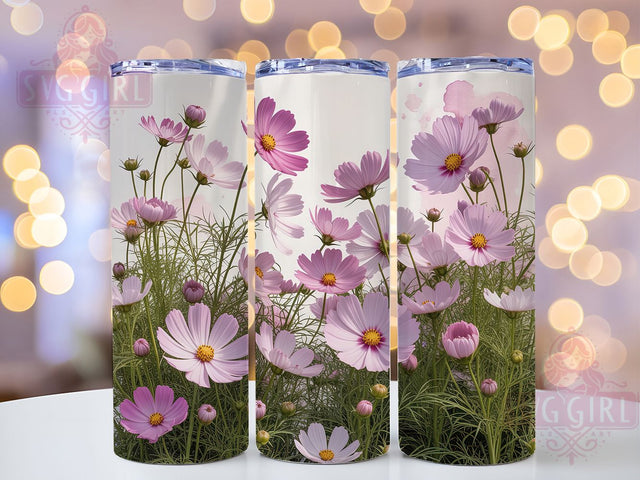 Elegant Spring Cosmos Floral Tumbler, Spring Flower Tumbler, Seamless Cosmos Wrap, Elegant Spring Wrap, Rustic Cosmos Wrap, Sublimation Design, Trendy Gift Idea Sublimation SvggirlplusArt 