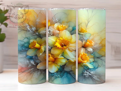 Elegant Spring Daffodil Tumbler, Seamless Flower Tumbler, Spring Daffodil Wrap, Yellow Flower Wrap, Elegant Floral Wrap, Sublimation Design, Trendy Gift Idea Sublimation Lara' s Designs 