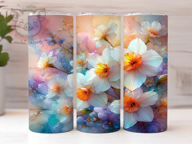 Elegant Spring Daffodil Tumbler, Seamless Flower Tumbler, Spring Daffodil Wrap, Yellow Flower Wrap, Elegant Floral Wrap, Sublimation Design, Trendy Gift Idea Sublimation Lara' s Designs 