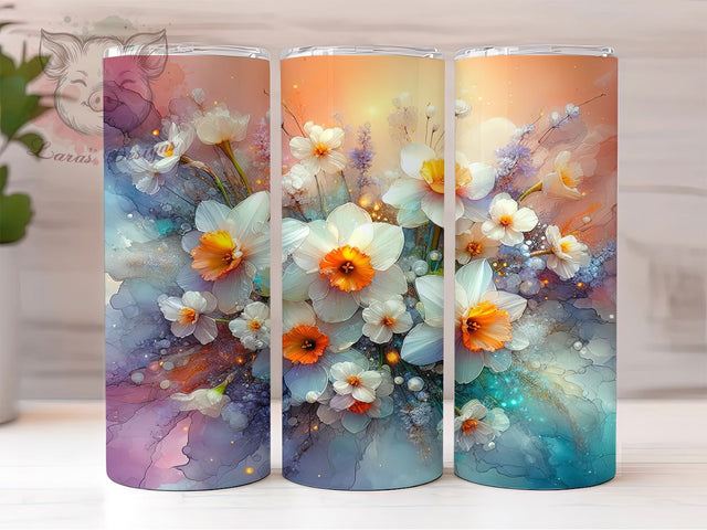 Elegant Spring Daffodil Tumbler, Seamless Flower Tumbler, Spring Daffodil Wrap, Yellow Flower Wrap, Elegant Floral Wrap, Sublimation Design, Trendy Gift Idea Sublimation Lara' s Designs 