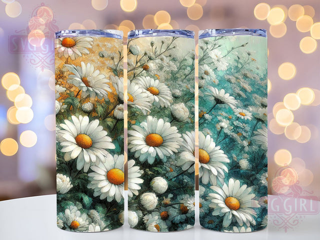 Elegant Spring Daisy Floral Tumbler, Spring Flower Tumbler, Whimsical Daisy Wrap, Elegant Floral Wrap, Vibrant Spring Wrap, Sublimation Design, Trendy Gift Idea Sublimation SvggirlplusArt 