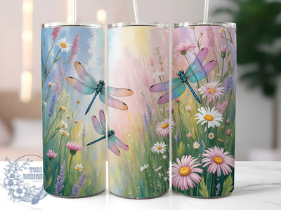 Elegant Spring Dragonfly Tumbler, Spring Flowers Tumbler, Elegant Dragonfly Wrap, Whimsical Spring Wrap, Rustic Floral Wrap, Sublimation Design, Trendy Gift Idea Sublimation ToriDesigns 