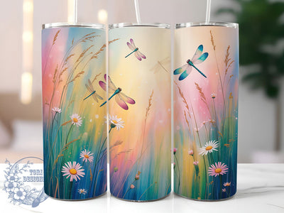 Elegant Spring Dragonfly Tumbler, Spring Flowers Tumbler, Elegant Dragonfly Wrap, Whimsical Spring Wrap, Rustic Floral Wrap, Sublimation Design, Trendy Gift Idea Sublimation ToriDesigns 