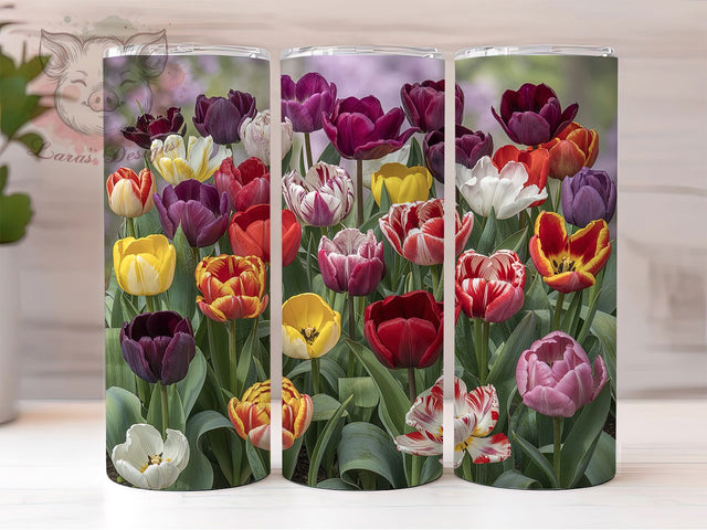 Elegant Spring Tulip Tumbler, Spring Flower Tumbler, Elegant Tulip Wrap, Bright Floral Wrap, Cheerful Tulip Wrap, Sublimation Design, Trendy Gift Idea Sublimation Lara' s Designs 