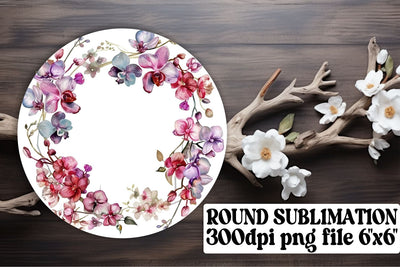 Elegant Spring Watercolor Flower Wreath Sublimation afrosvg 