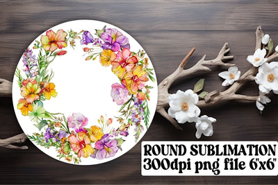 Elegant Spring Watercolor Wreath Sublimation afrosvg 