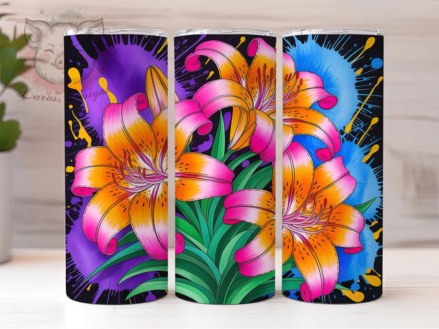 Elegant Stargazer Lily Tumbler, Floral Lily Wrap, Elegant Flower Cup, Nature Sublimation Design, Valentine Gift Tumbler, Sweet Lily Flowers Wrap, Adorable Floral Cup Sublimation Lara' s Designs 