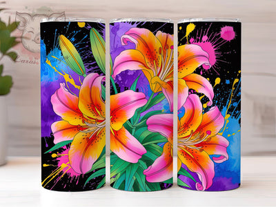 Elegant Stargazer Lily Tumbler, Floral Lily Wrap, Elegant Flower Cup, Nature Sublimation Design, Valentine Gift Tumbler, Sweet Lily Flowers Wrap, Adorable Floral Cup Sublimation Lara' s Designs 