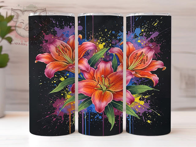 Elegant Stargazer Lily Tumbler, Floral Lily Wrap, Elegant Flower Cup, Nature Sublimation Design, Valentine Gift Tumbler, Sweet Lily Flowers Wrap, Adorable Floral Cup Sublimation Lara' s Designs 