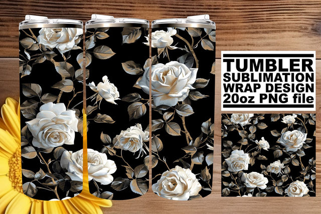 Elegant Sublimation 20oz Tumbler Wrap - Flower Design Sublimation afrosvg 