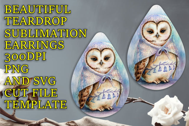 Elegant sublimation template for teardrop earrings, PNG, Animals Sublimation HoodArtCraft 