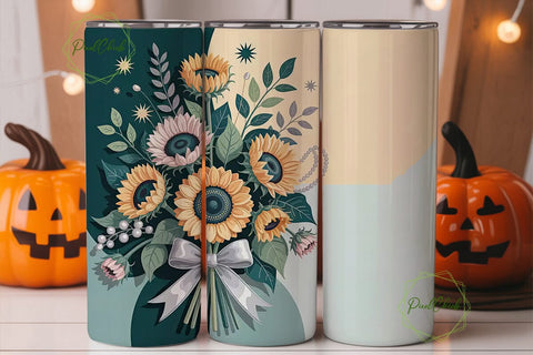 Elegant Sunflower Bouquet 20oz Tumbler Sublimation PixelChick 