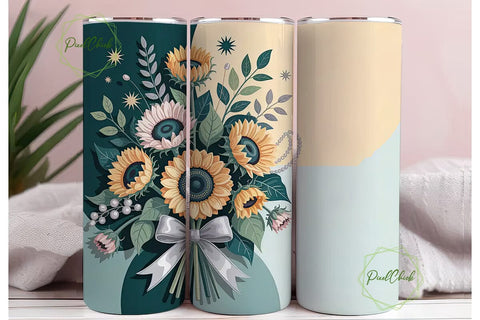 Elegant Sunflower Bouquet 20oz Tumbler Sublimation PixelChick 