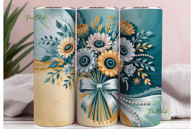 Elegant Sunflower Bouquet 20oz Tumbler Sublimation PixelChick 