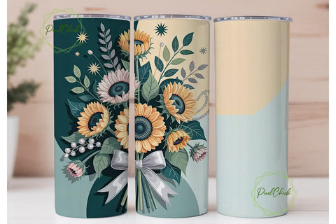 Elegant Sunflower Bouquet 20oz Tumbler Sublimation PixelChick 