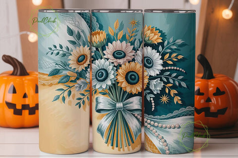 Elegant Sunflower Bouquet 20oz Tumbler Sublimation PixelChick 